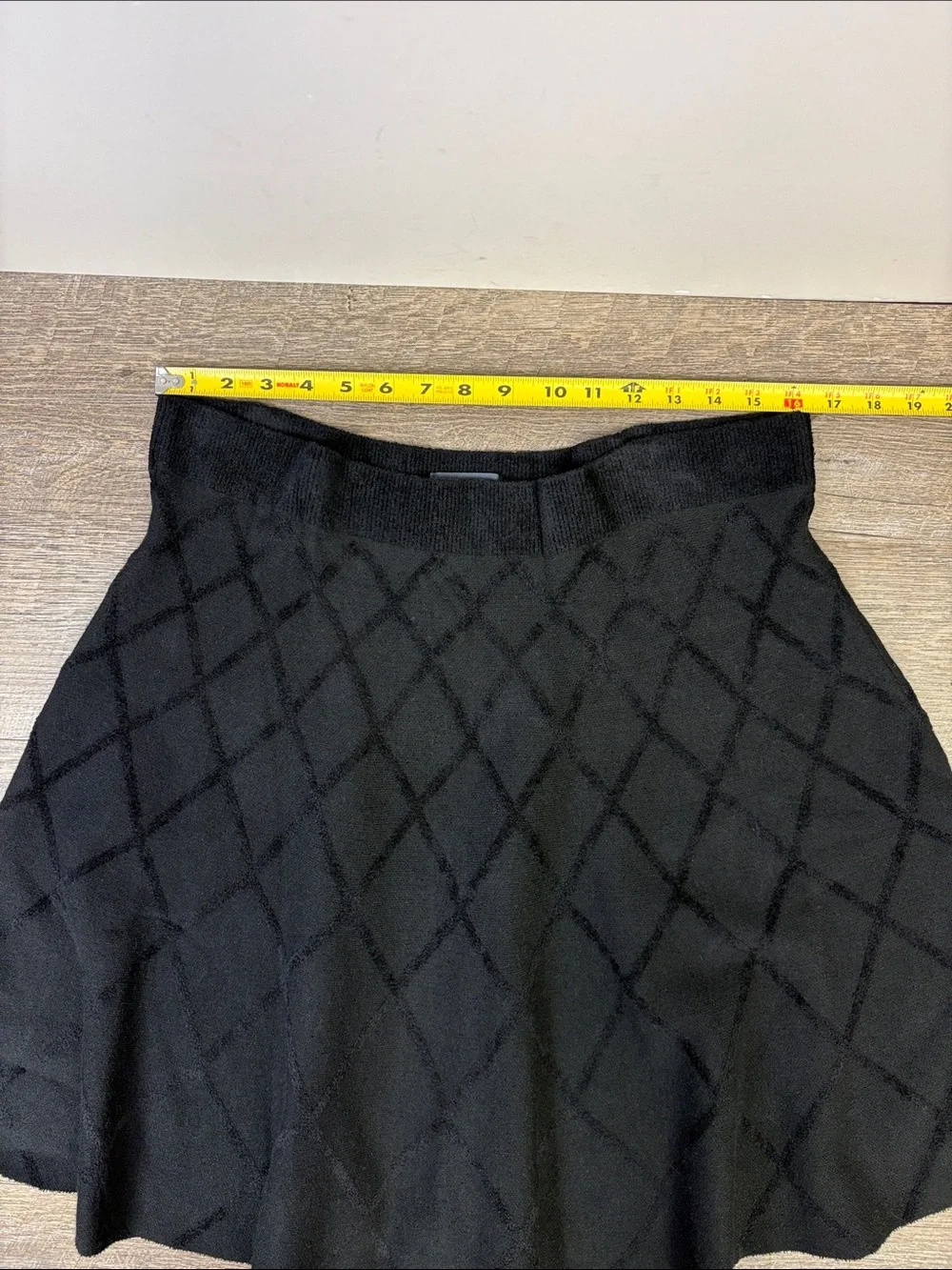 Maeve by Anthropologie Black Textured Diamond Knit Flare Skirt XL